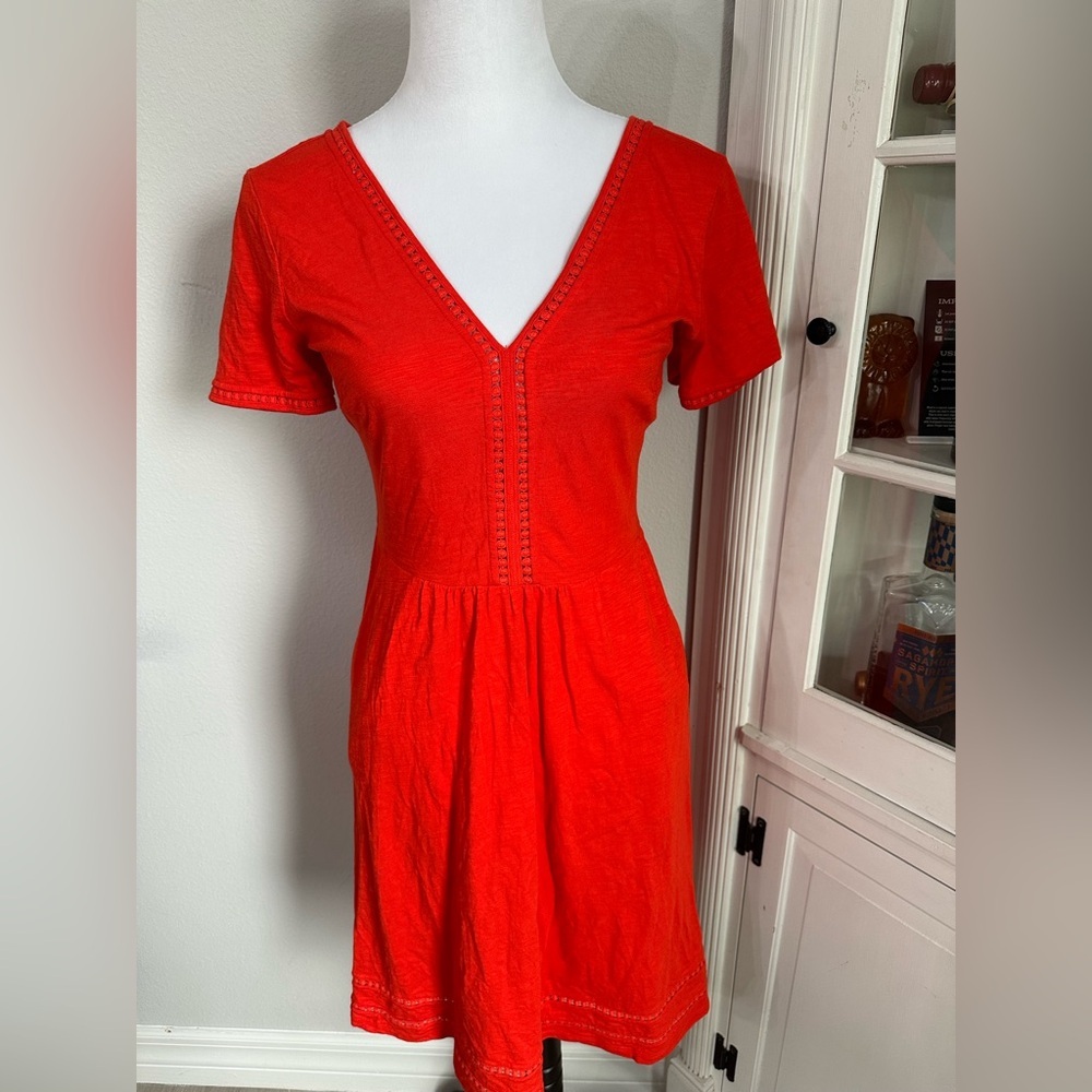 Boden Red V‑Neck Midi Dress